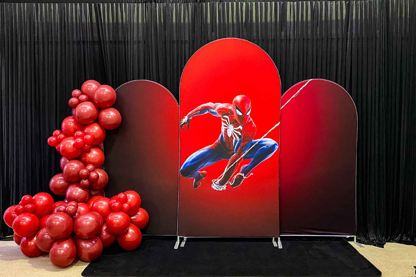 Spider-Man-themed backdrop for kids' birthday party or superhero event