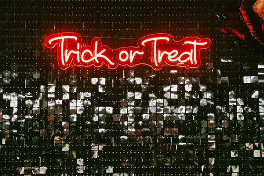Trick or Treat neon sign hire for Halloween parties and event décor