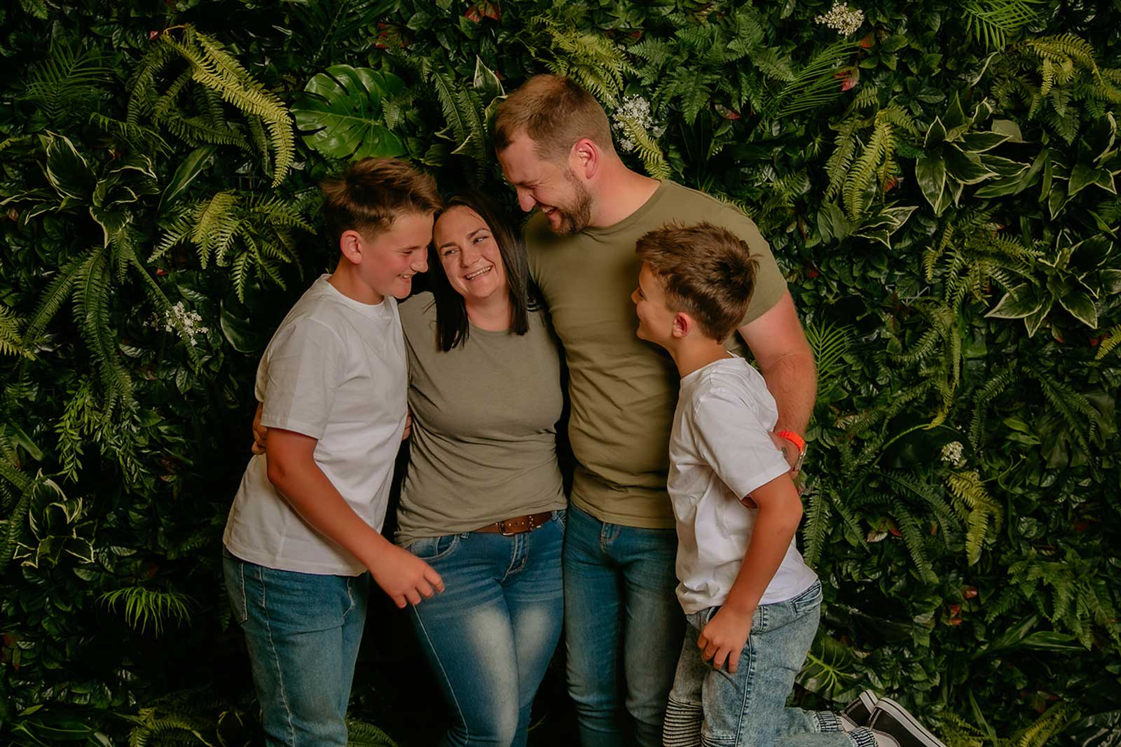 Jungle-themed tropical backdrop wall designed for event styling and guest photos in Auckland