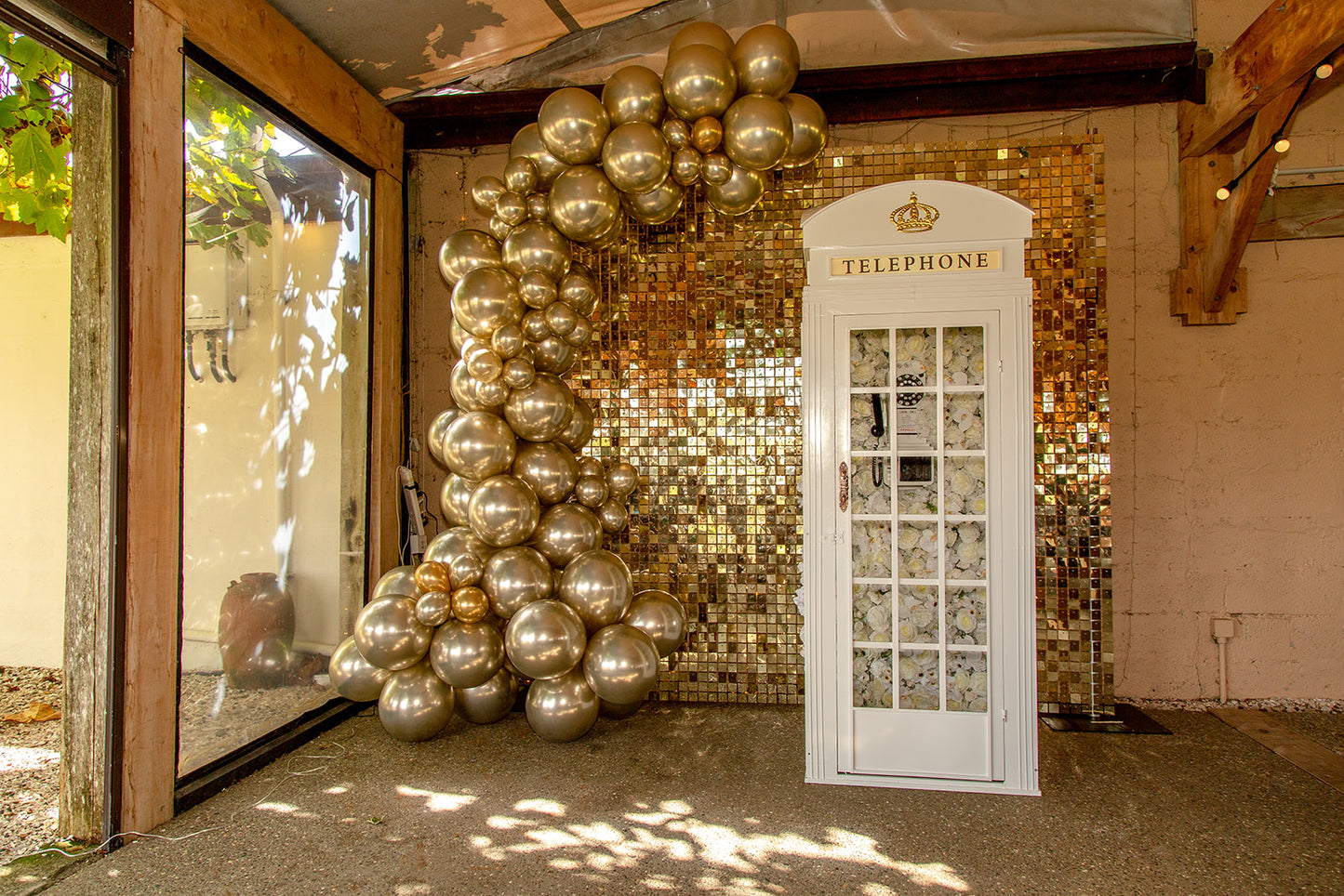 White phone booth for weddings, birthdays, and events