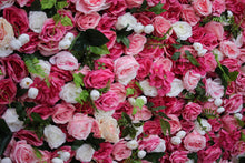 Load image into Gallery viewer, Dark pink, light pink and white flowers with green leaves 
