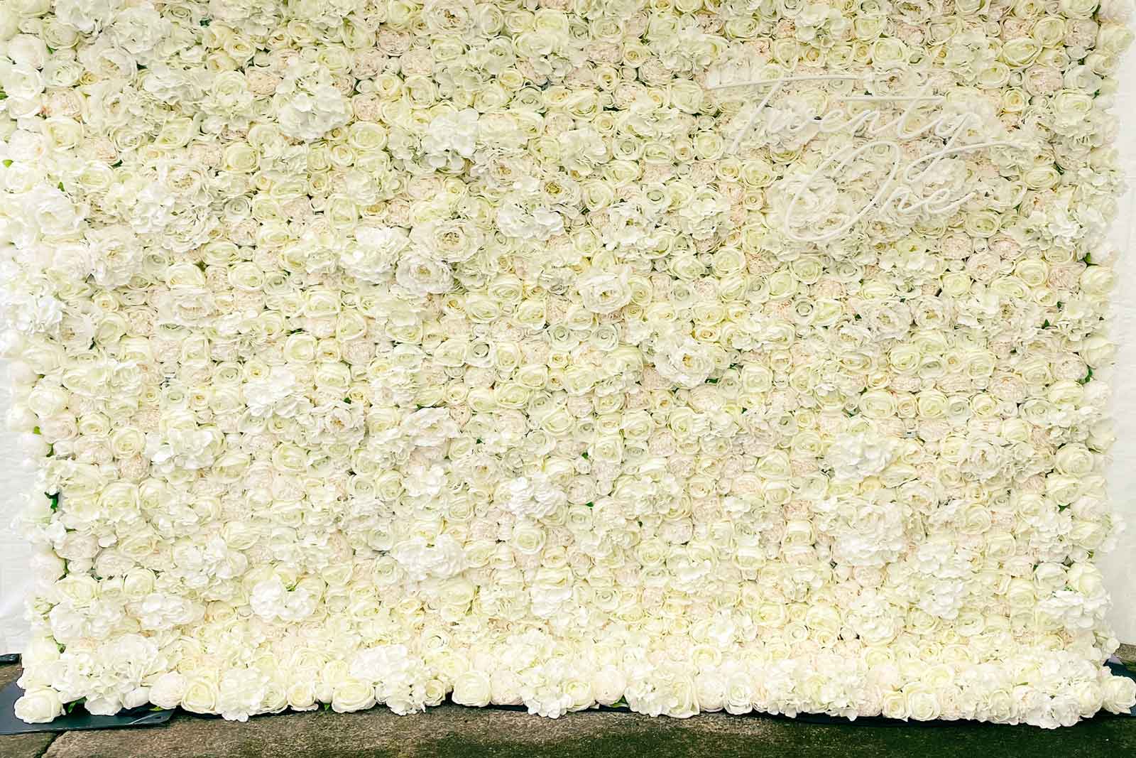 White flower wall backdrop for 21st birthday celebrations and milestone photos in NZ
