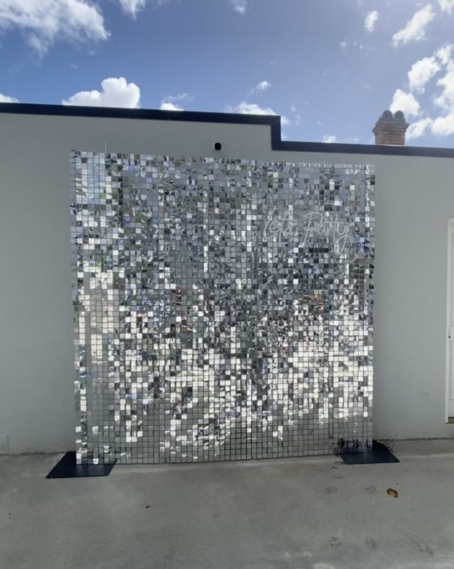 Elegant silver shimmer wall hire for corporate functions and gala dinners