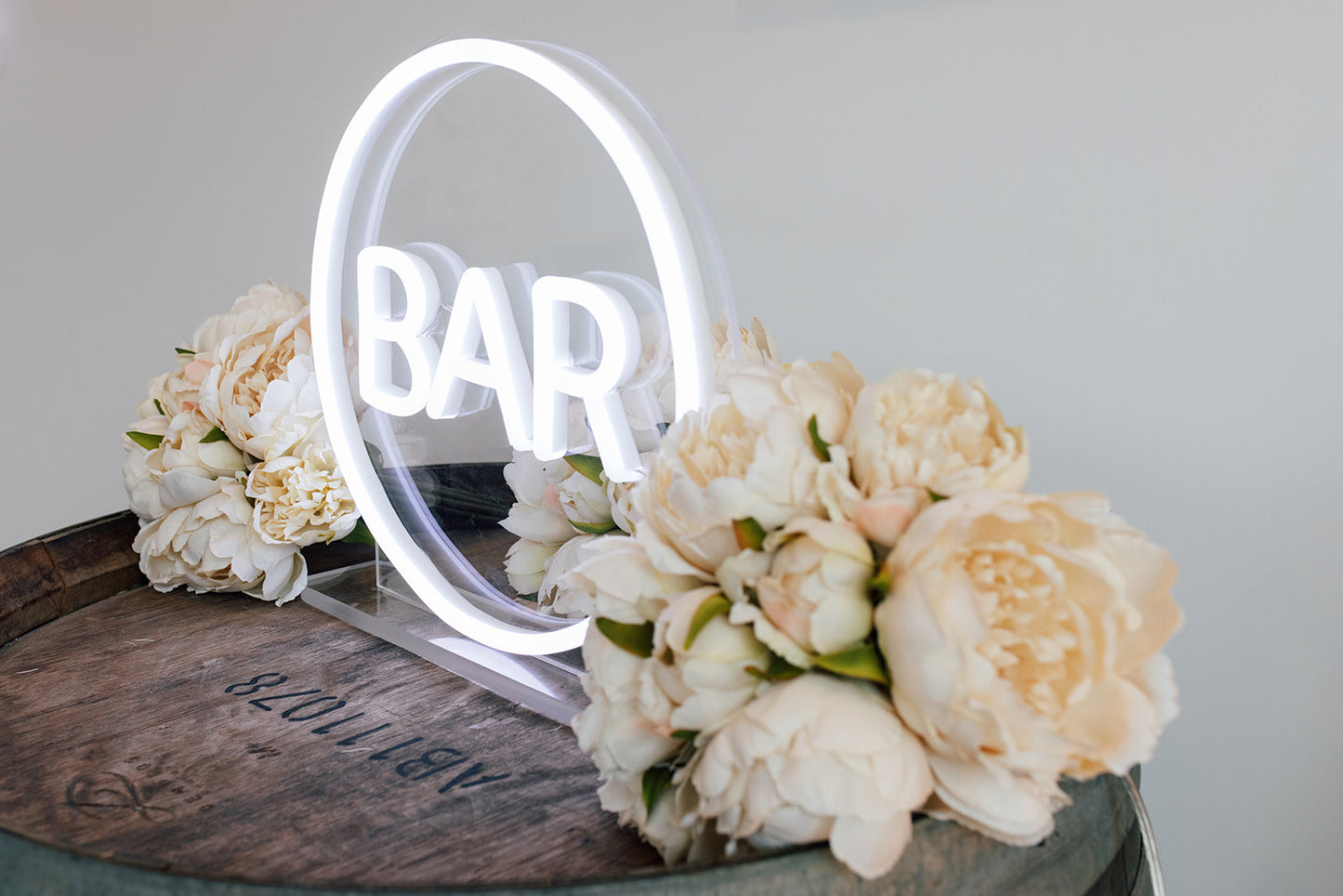 Bar neon sign hire for parties, weddings, or event décor