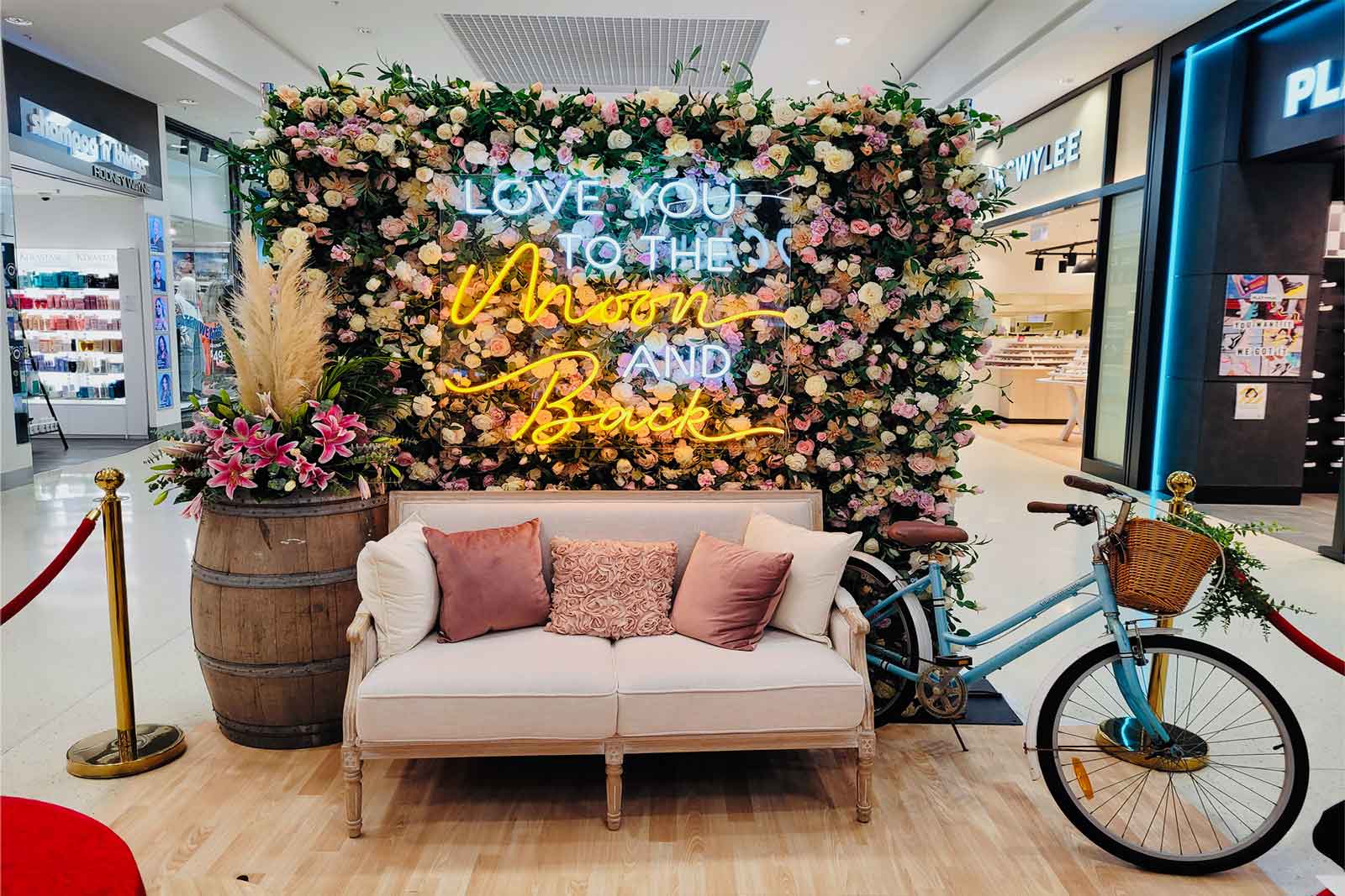 Flower wall backdrop styled for professional event photography