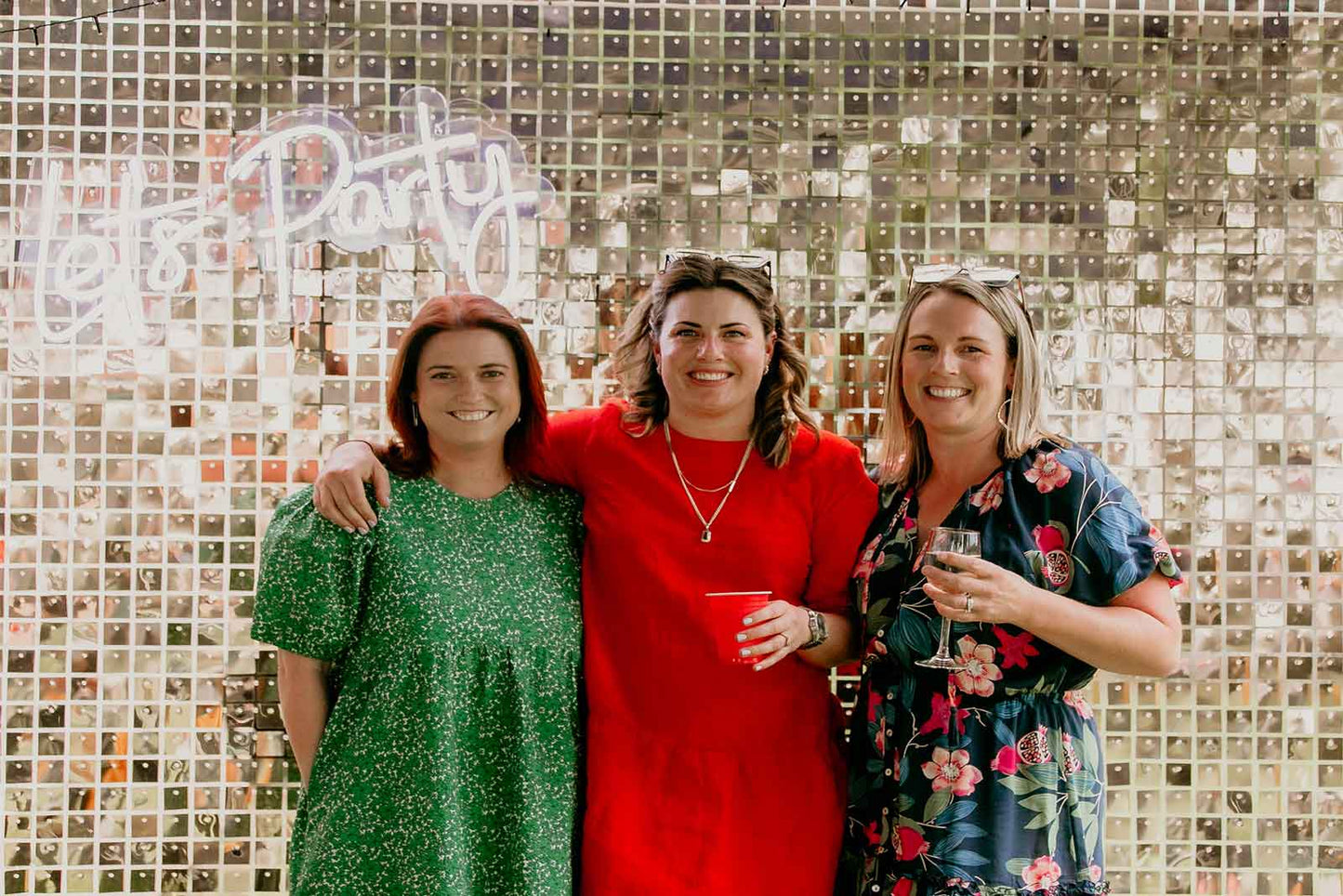 Hire a Let's Party neon-style white sign for unforgettable celebrations