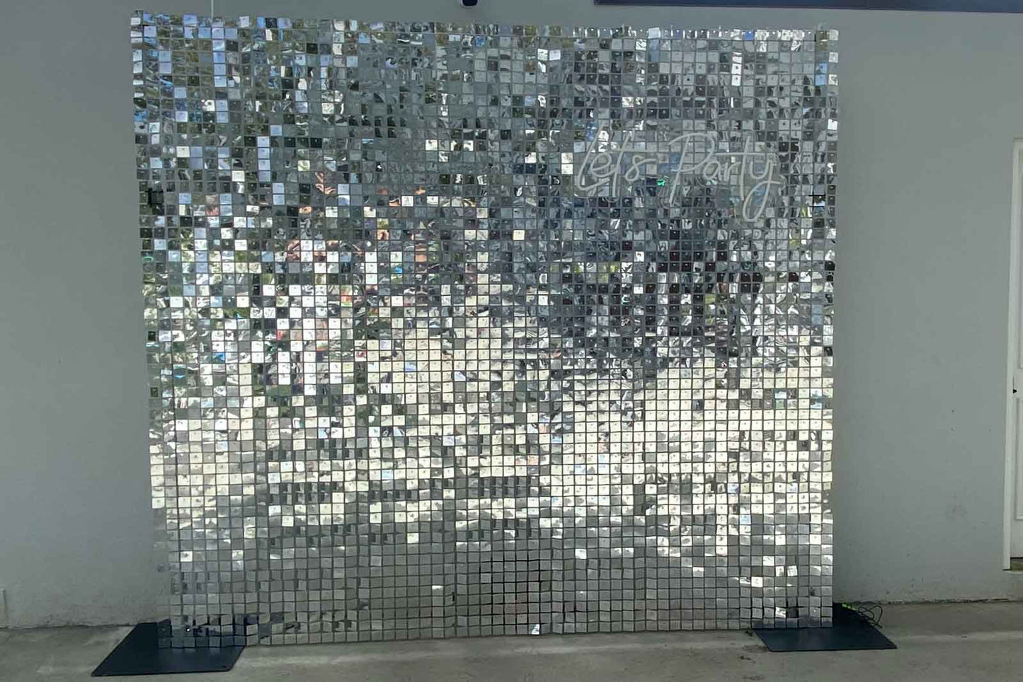 Silver shimmer wall hire for corporate conferences and business functions