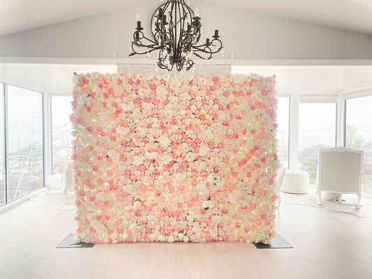 Elegant flower wall backdrop for wedding ceremony, ball 21st and photo opportunities 