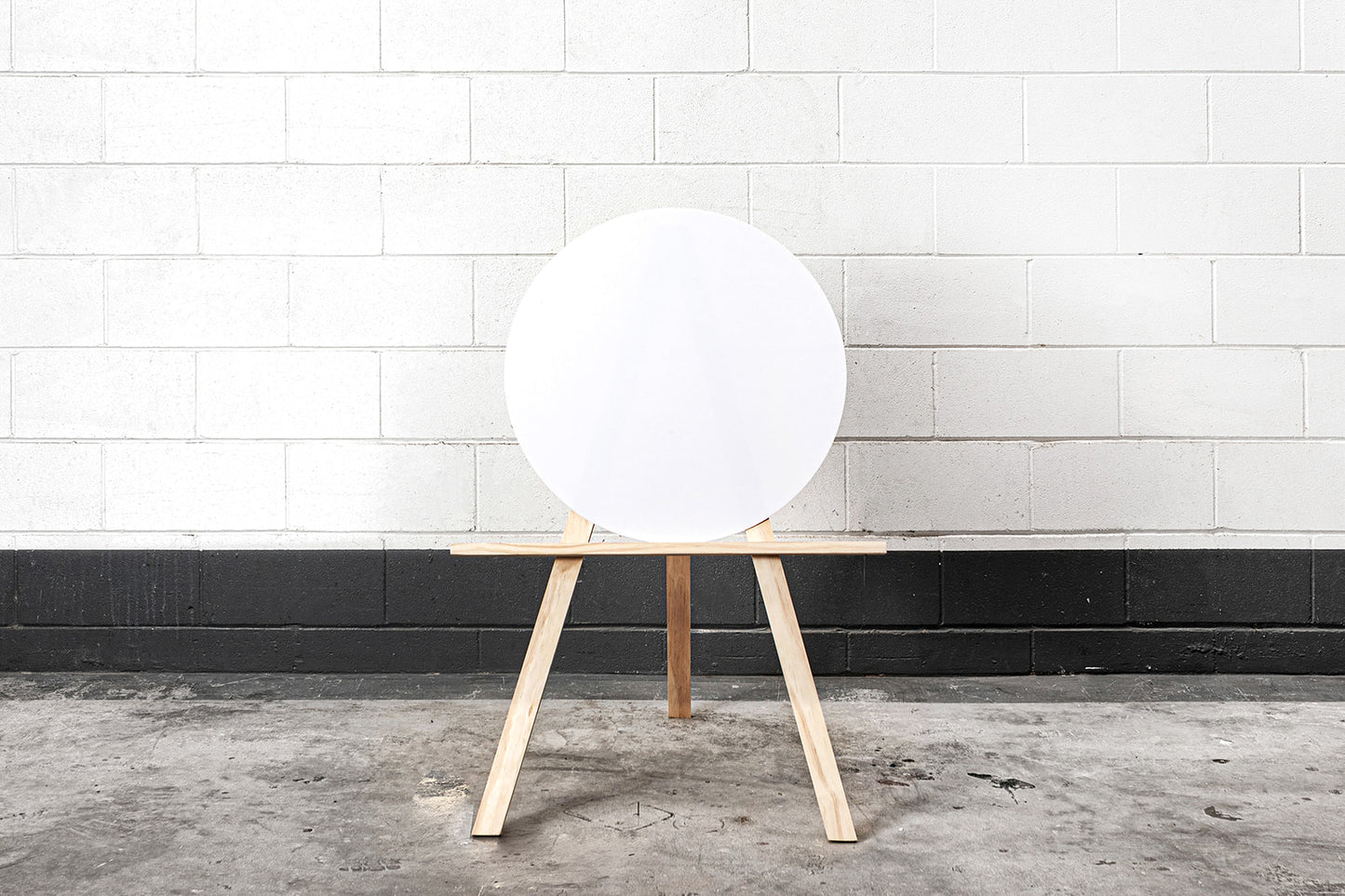 White acrylic disc with easel for weddings, parties, or special events