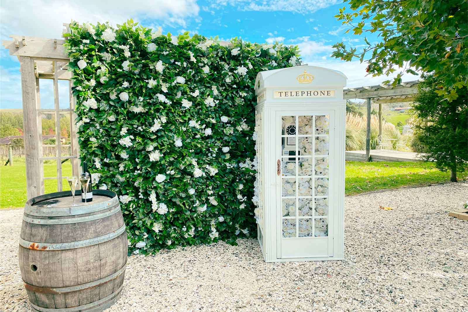 White phone booth for event photo opportunities