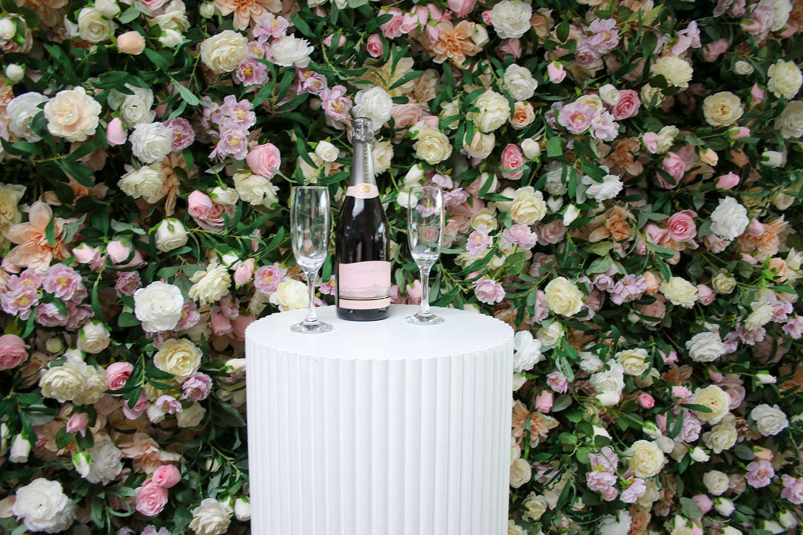 Set of white ribbed plinths for hire Auckland for display and décor